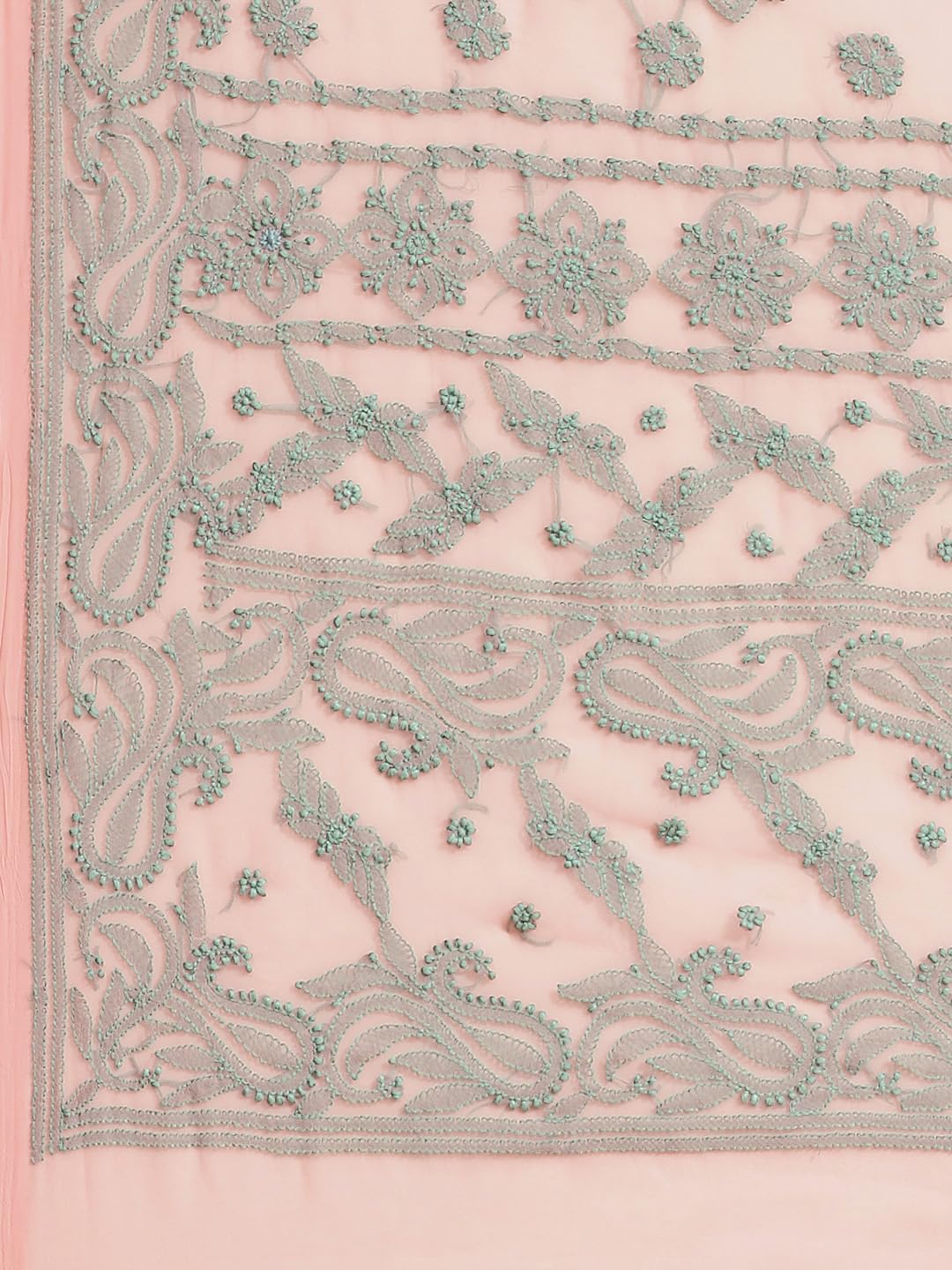 Ada Hand Embroidered Lucknow Chikankari Women's Georgette Saree with Unstitched Blouse Piece A311195 Peach