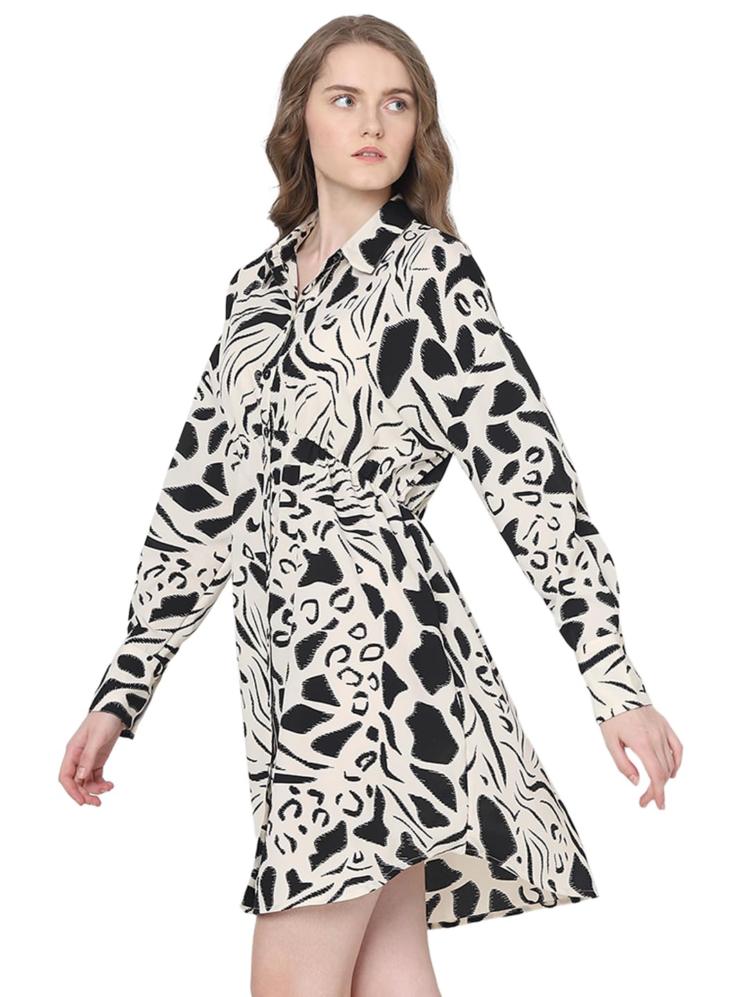 Vero Moda Women's Polyester Fit and Flare Above The Knee Dress (10323676- Black