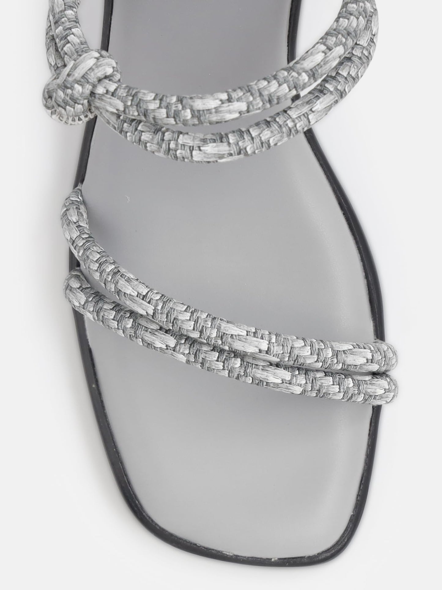 KENNETH COLE Women's Block Heel Sandal | Synthetic | Textured Rope Straps, Square Toe | Grey, EU36