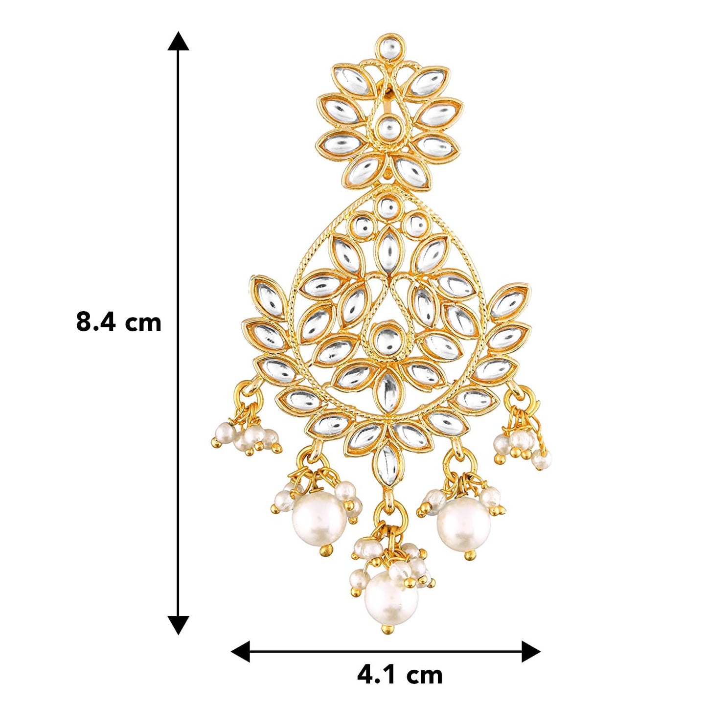 Peora Gold Plated Kundan Pearl Chandbali Earrings for Women Girls