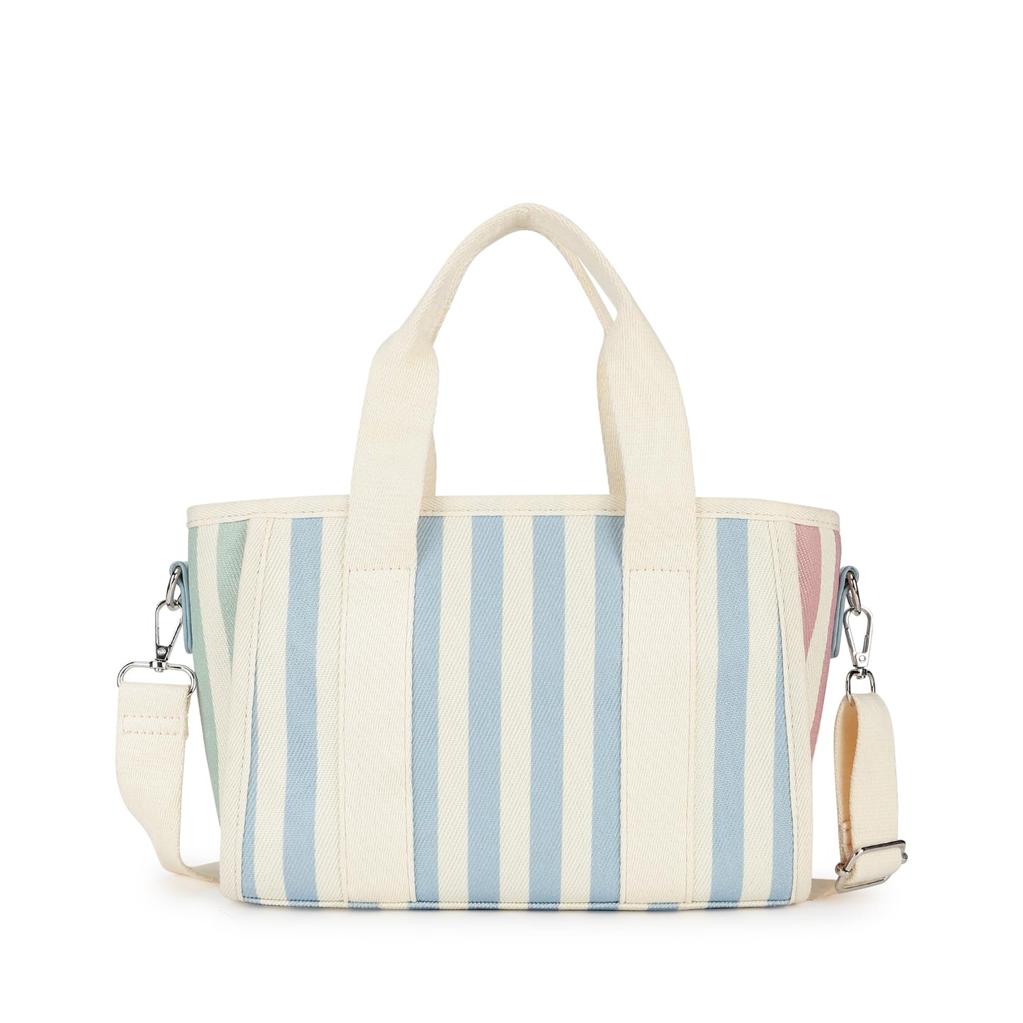 Fastrack Striped Canvas Satchel Bag for Women | Compact Structured Handbag with Zip Closure, Internal Pockets and Detachable Strap | Everyday Crossbody for Work, Errands and Casual Outings