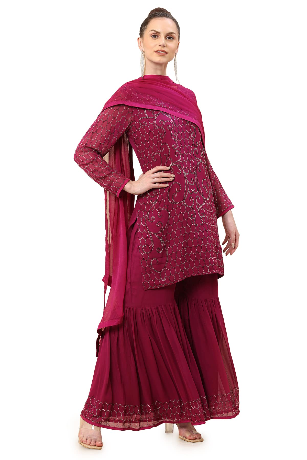 Soch Women Maroon Solid Suit Set