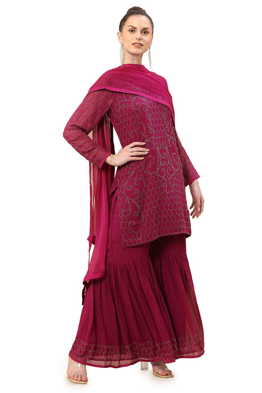 Soch Women Maroon Solid Suit Set
