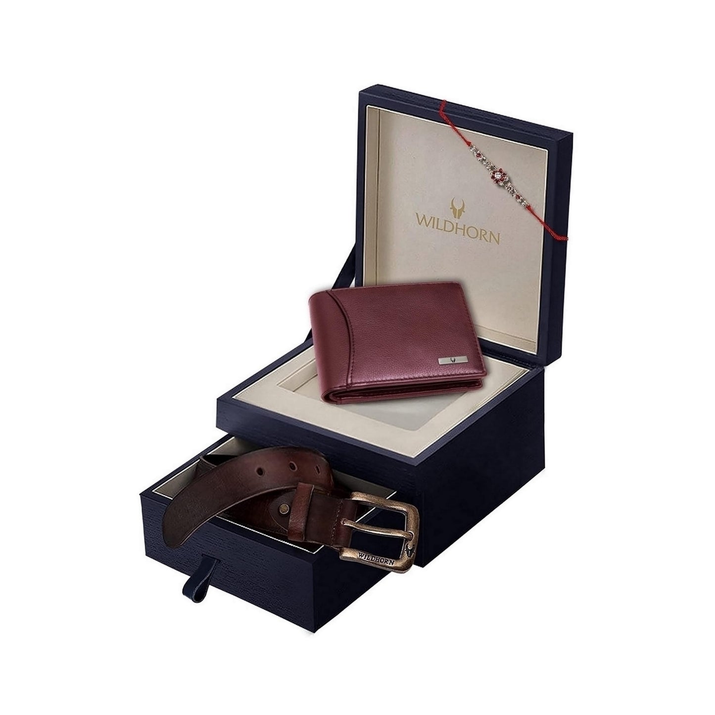 WildHorn Rakhi Gift Hamper for Brother - .Classic Men's Leather Wallet, and Rakhi Combo Gift Set for Brother, Brown, One Size (RAKHIGIFT001)
