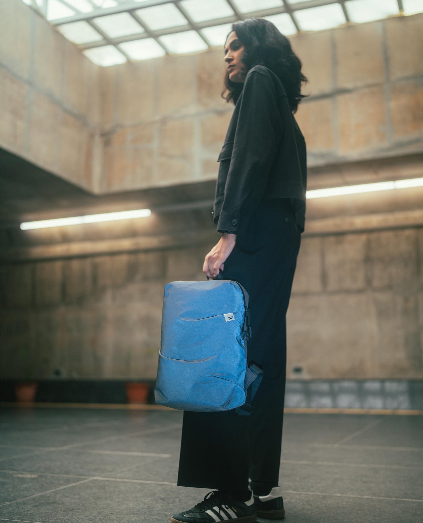 DailyObjects 1 Compartment Dark Grey Blaze Daypack|Lightweight Reflective Fabric|Casual Laptop Bag with Luggage Sleeve|Unisex Travel Backpack|iPad Storage|Adjustable Strap for Comfort Carry,7 L