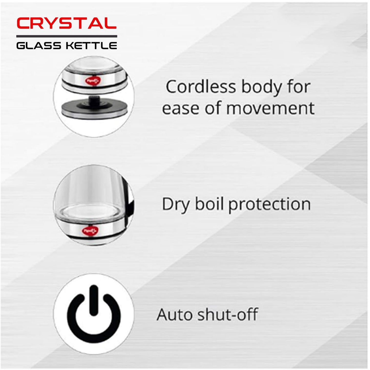 Pigeon by Stovekraft Crystal Glass Electric Kettle 1.8 litre with LED Illumination, Heat Resistant Pyrex 1500 Watt