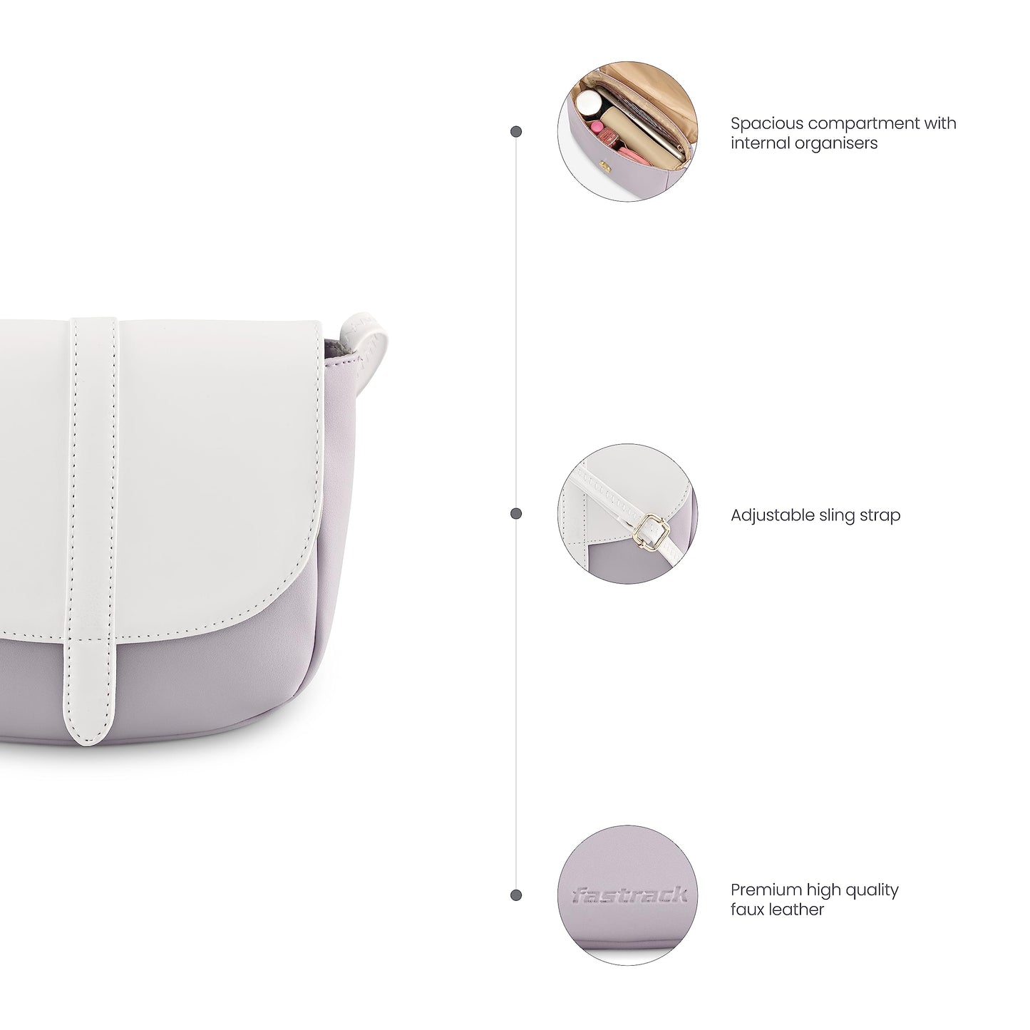 Fastrack Sling Bag For Women, Girls and Ladies | Has Adjustable Sling Straps | Made of Premium Faux Leather