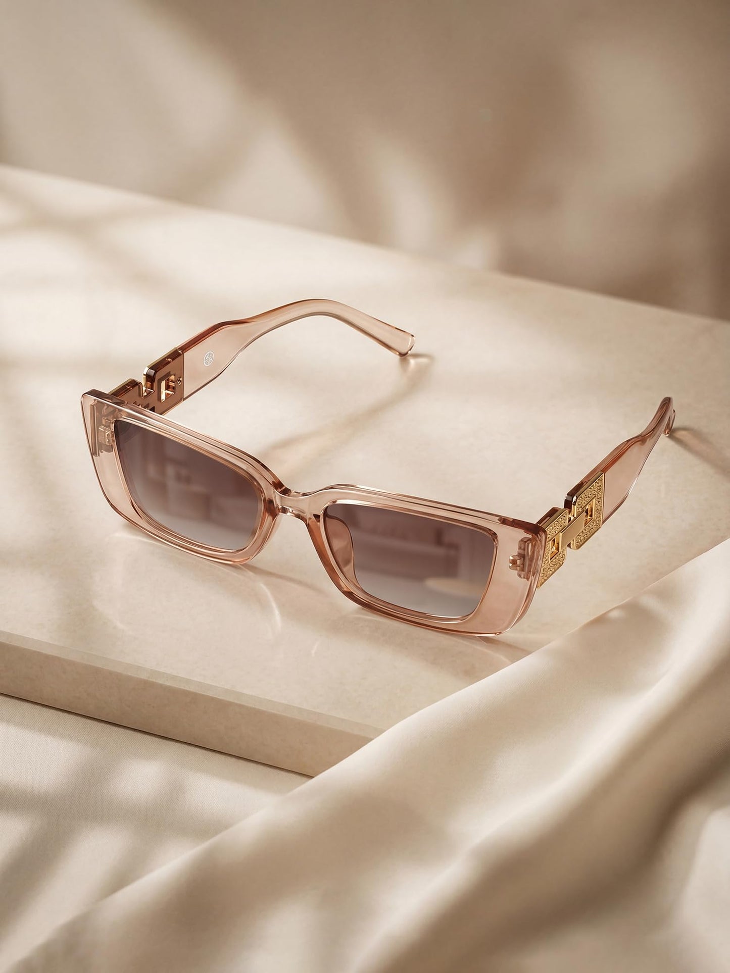 Carlton London Woman Peach & Gold Toned UV Protected Brown Lens Cateye Sunglasses