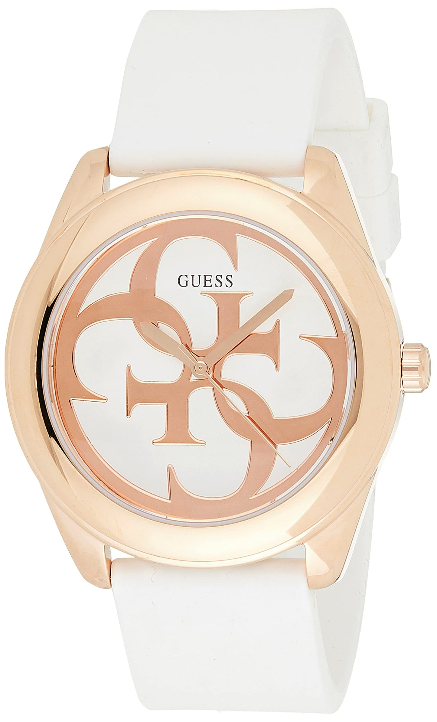 GUESS Rubber Analog Pink Dial Women Watch - W0911L5, White Band