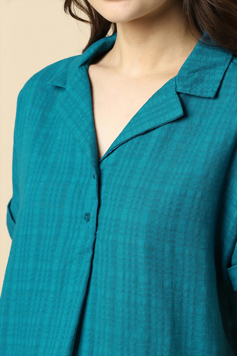 Allen Solly Women Blue Textured Casual Top