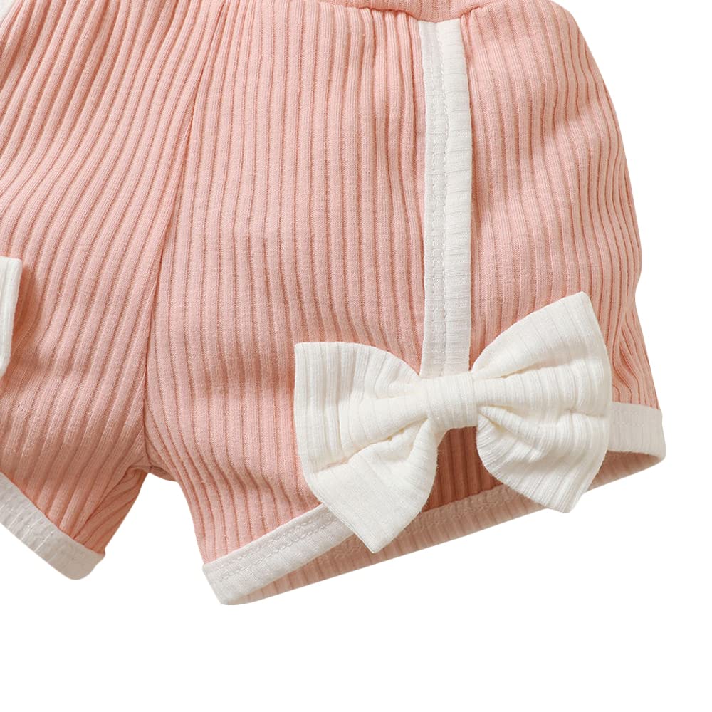 Hopscotch Polycotton Girls Solid T-Shirt Shorts With Headband In Pink Color For Ages 18-24 Months