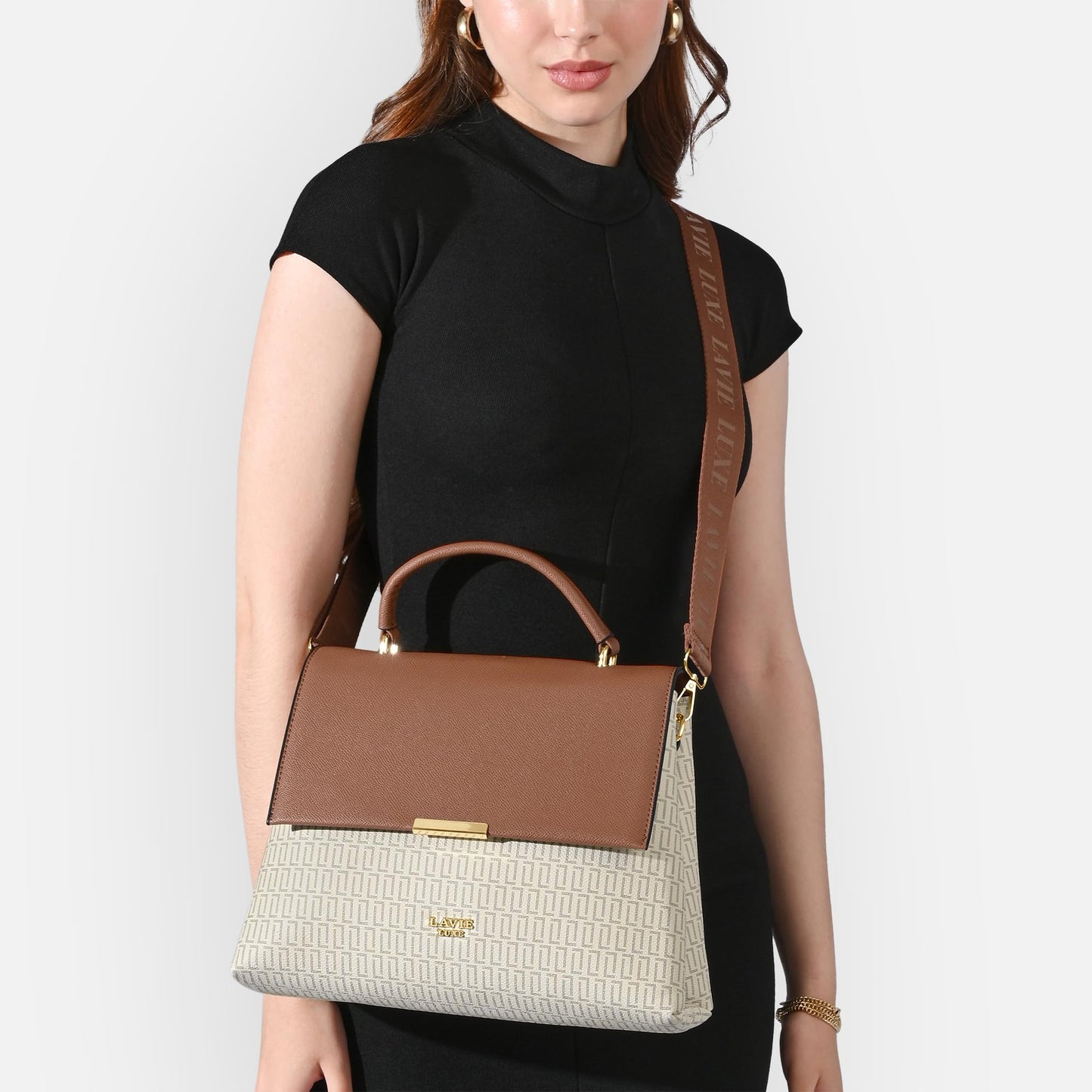 Lavie Luxe Women's Mono Marsh25 Satchel Bag | Satchel Handbag for Work | Ladies purse | Stylish Shoulder Bag | Gift for Women