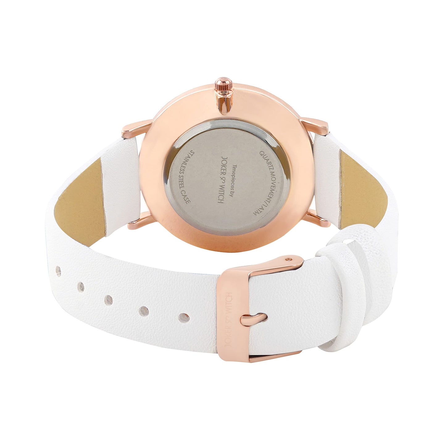 Joker & Witch Leather Women Zesty Orange White Dial Pu Strap Analog Watch, White Band