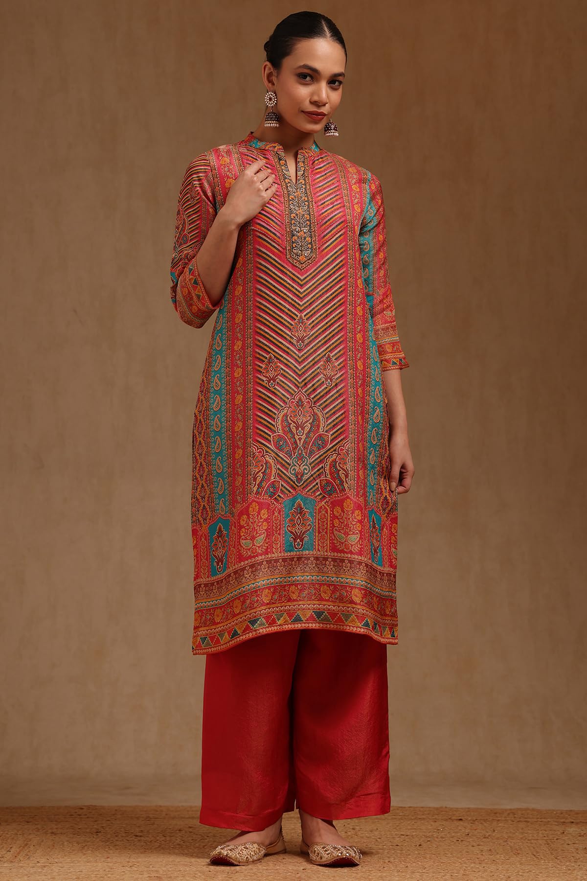 Soch Womens Fuchsia Shimmer Ethnic Salwar Suit With Cutwork