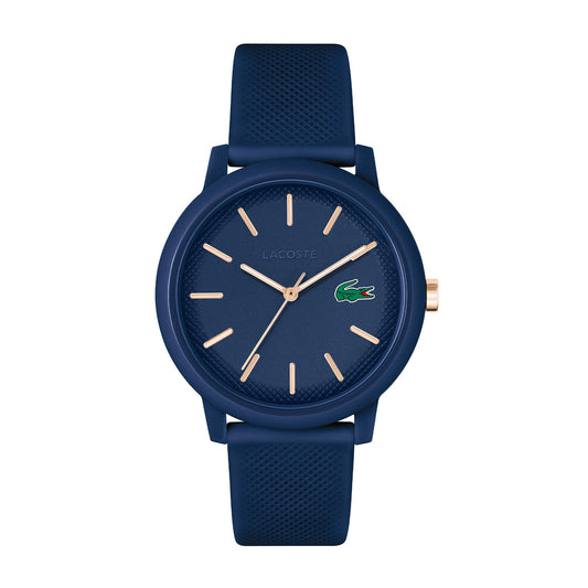 Lacoste Lacoste.12.12 Qtz Basic Blue Round Dial Men's Watch|Blue Silicone Material|Multi Color Band - 2011234