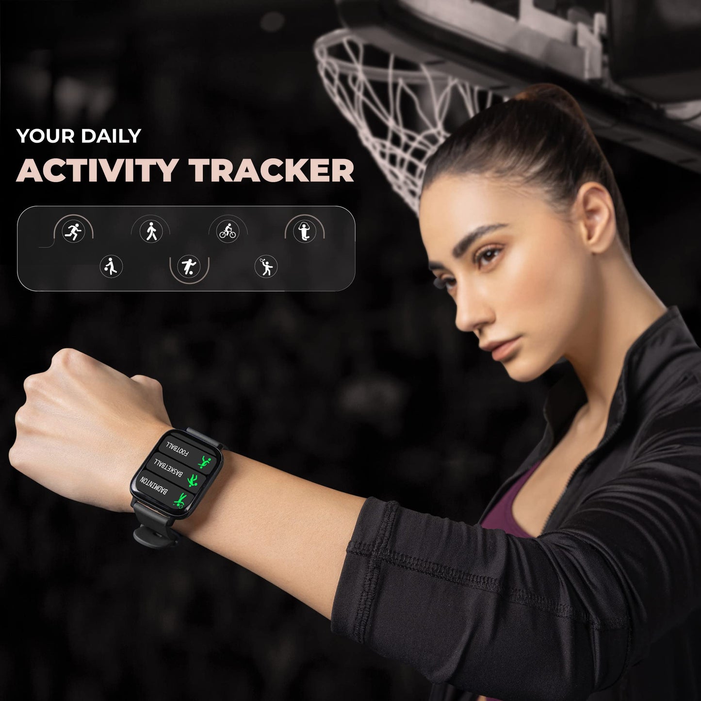 (Refurbished) Hammer Pulse 3.0 Bluetooth Calling Smart Watch with IP67 Rating & 1.69" Large Display with SpO2 Monitoring, Full Touch Screen & Multiple Watch Faces with Camera & Music Control (Black)