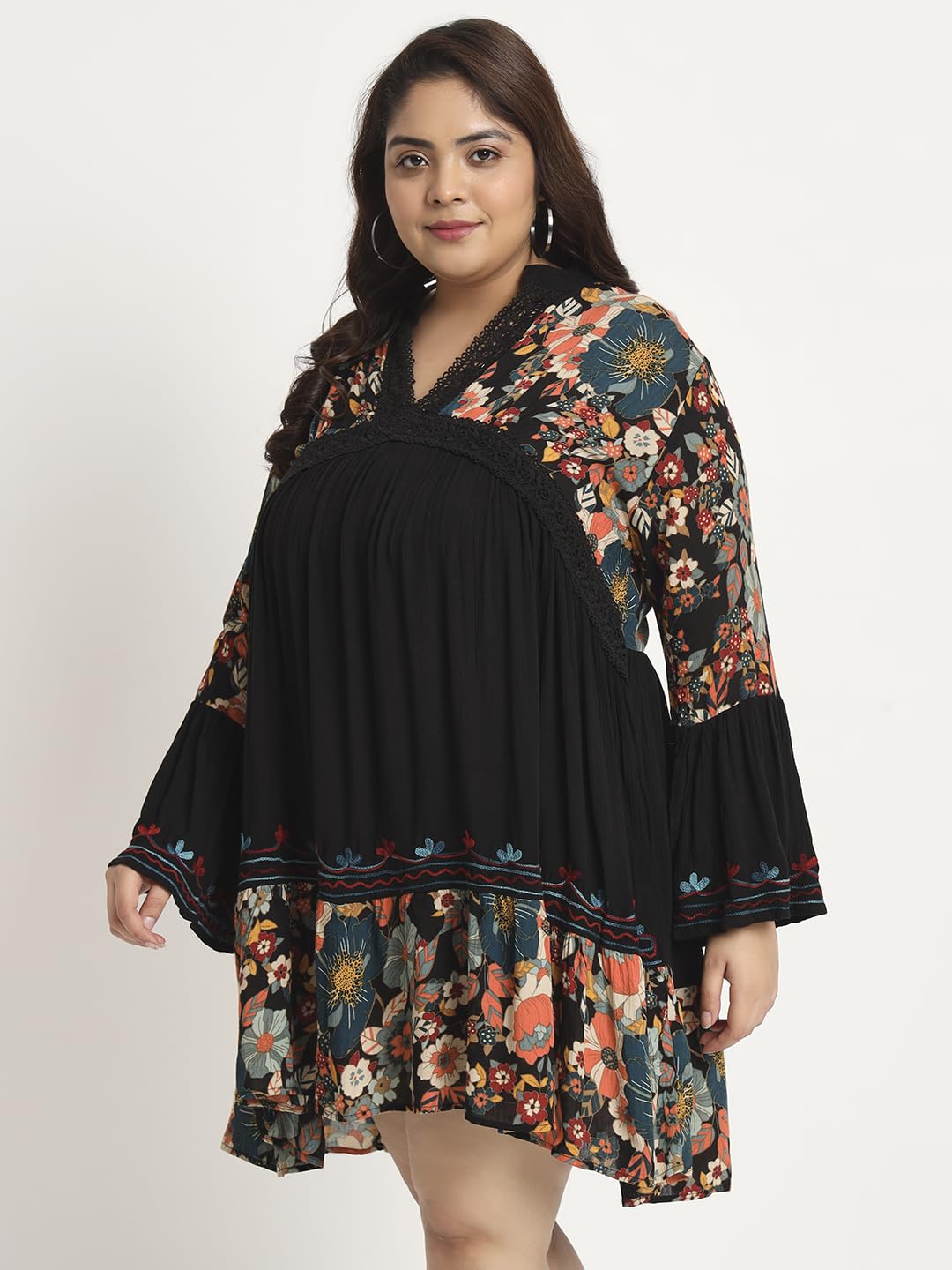 veldress21 Women Dress Short Stylish Casual Party Summer Dress Trendy Collage Regular,Office Collage Wear Multicolor Black for Girls (2XL)