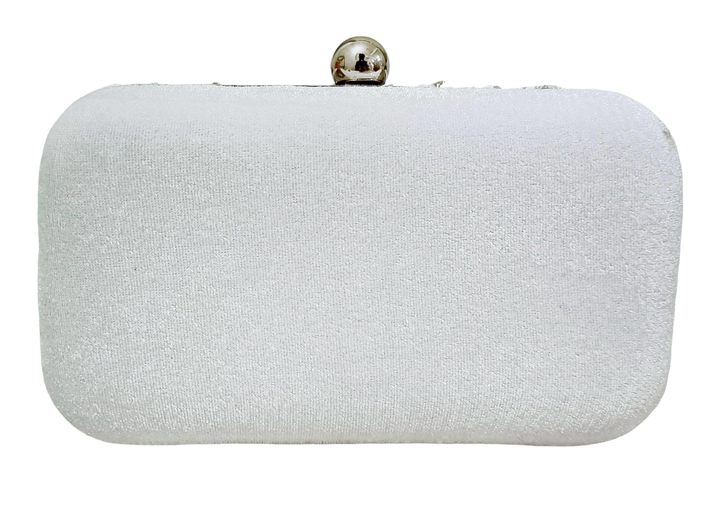 DUCHESS Women's Girl's Pearl Beaded Box Clutch for Wedding (Silver)