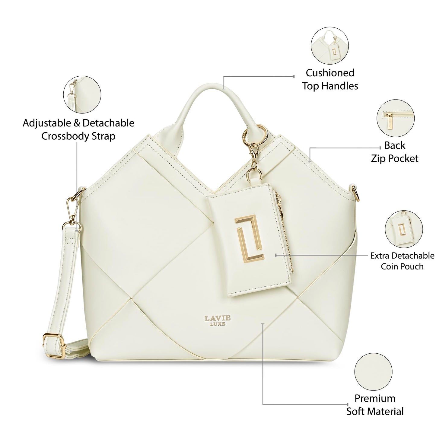 Lavie Luxe Women's Crossway26 Medium Satchel Handbag | Satchel Bag for Work | Ladies Purse | Stylish Shoulder Bag | Gift For Women