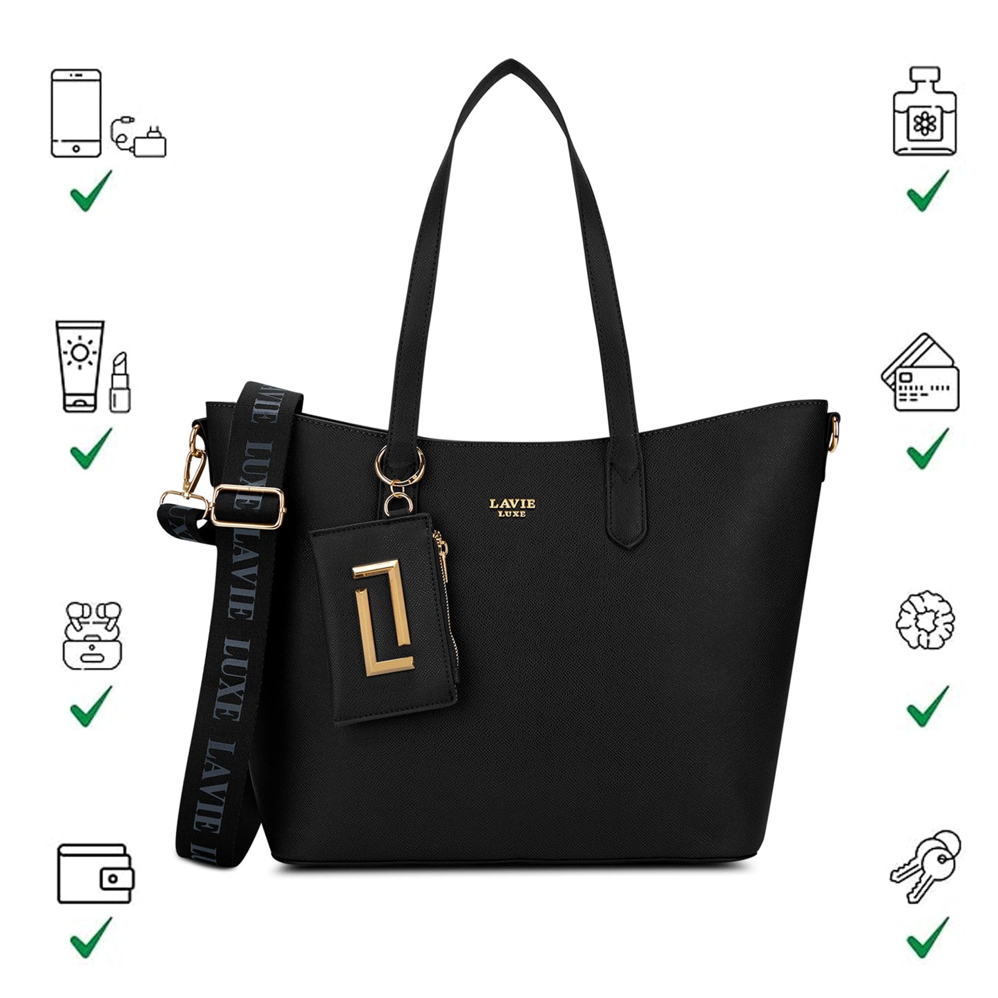 Lavie Luxe Women's Duo Hailey Tote Handbag for Women | Tote Bag for Work | Ladies purse | Stylish Shoulder Bag | Ladies Gift