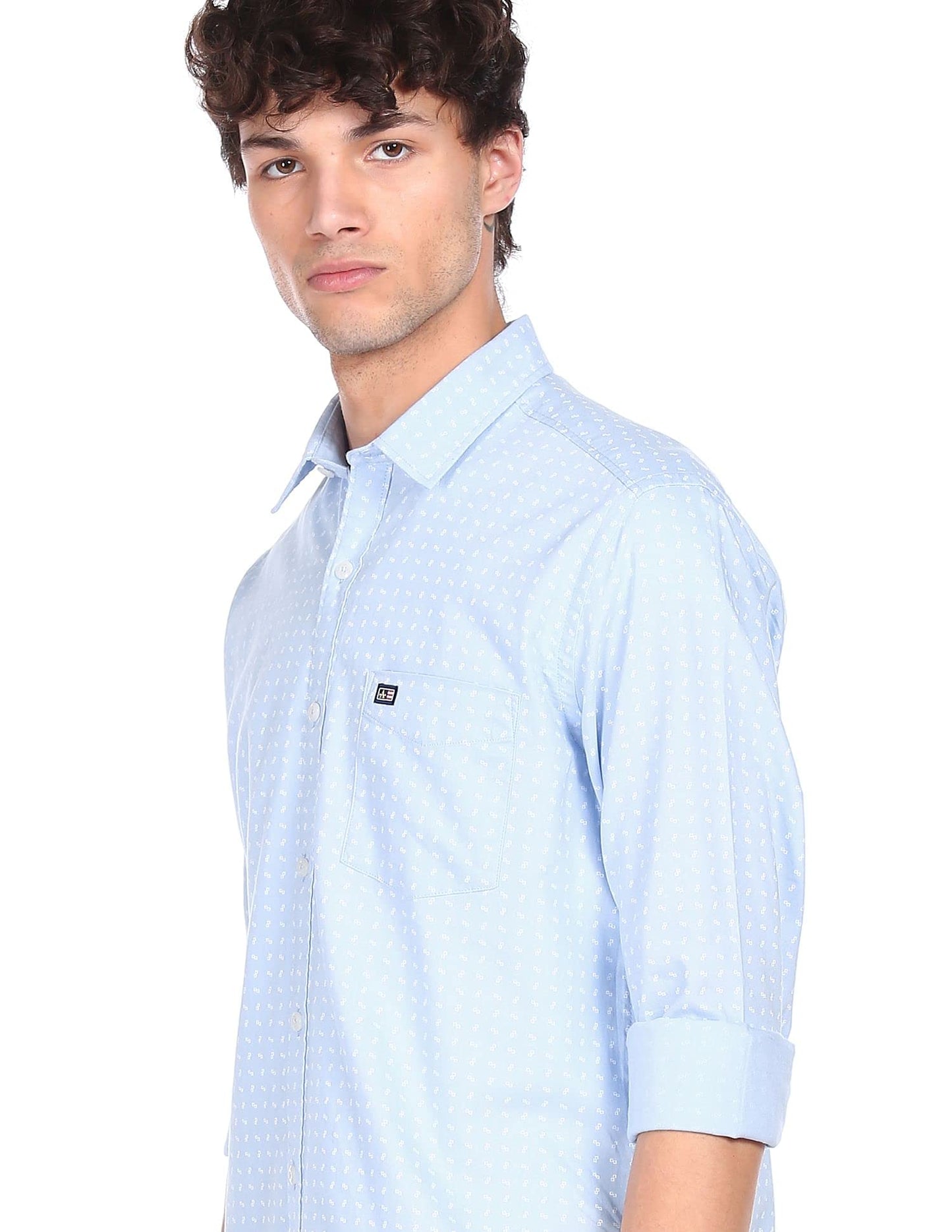 Arrow Men's Slim Shirt (ASACSH4014_Light Blue 38)