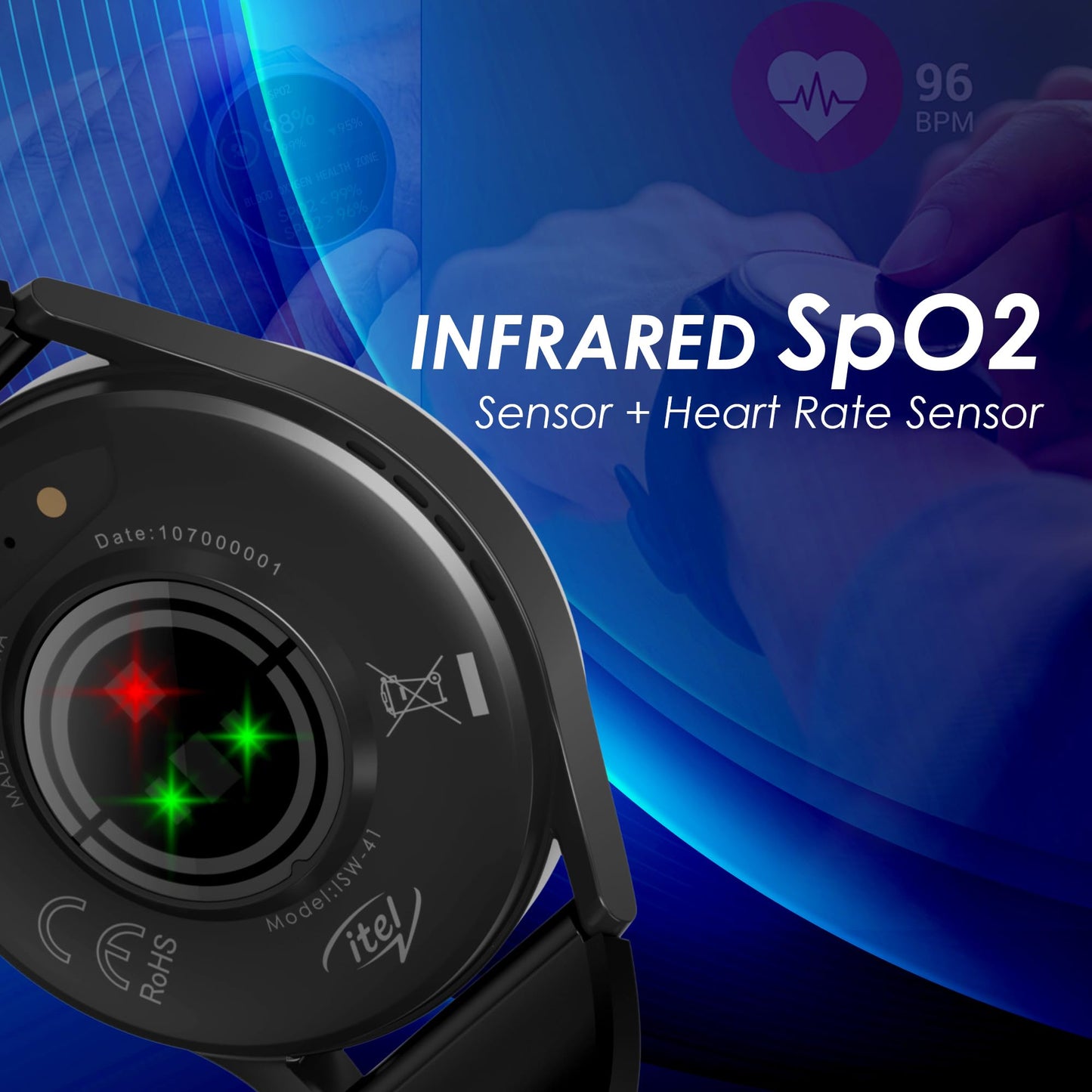 Itel 1GS 1.32" HD IPS Superbright Display Smartwatch with Bluetooth Calling, Metal Alloy Dial, 15 Days Battery Life, IP68 Water Resistant, SpO2 and Heart Rate Monitoring, 190+ Watch Faces (Black)