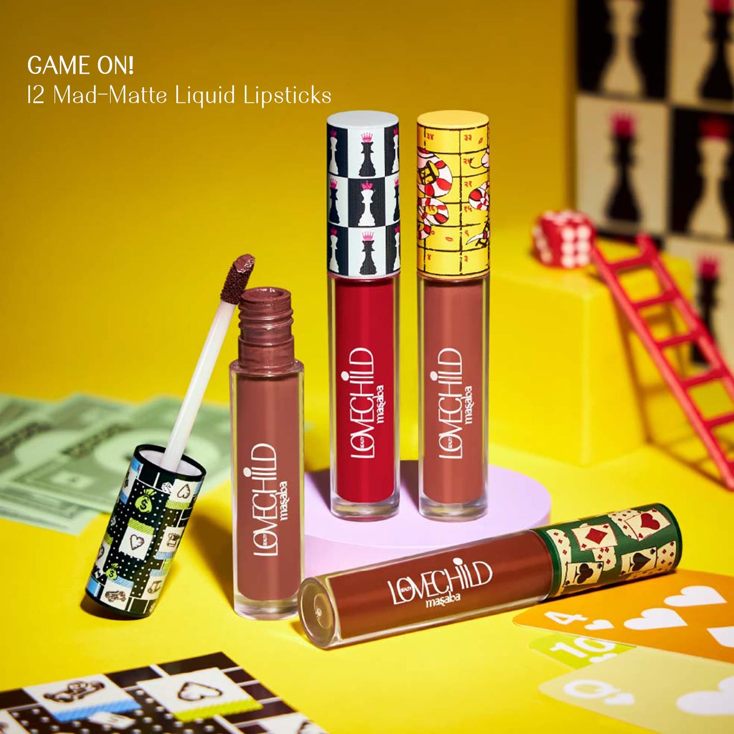 LoveChild Masaba Game On! - Hukum - Liquid Matte Lipstick, Pecan Brown Velvet Smooth, Non-Sticky, Hydrating & Moisturising, Lasts Up to 12 hours, 5Ml