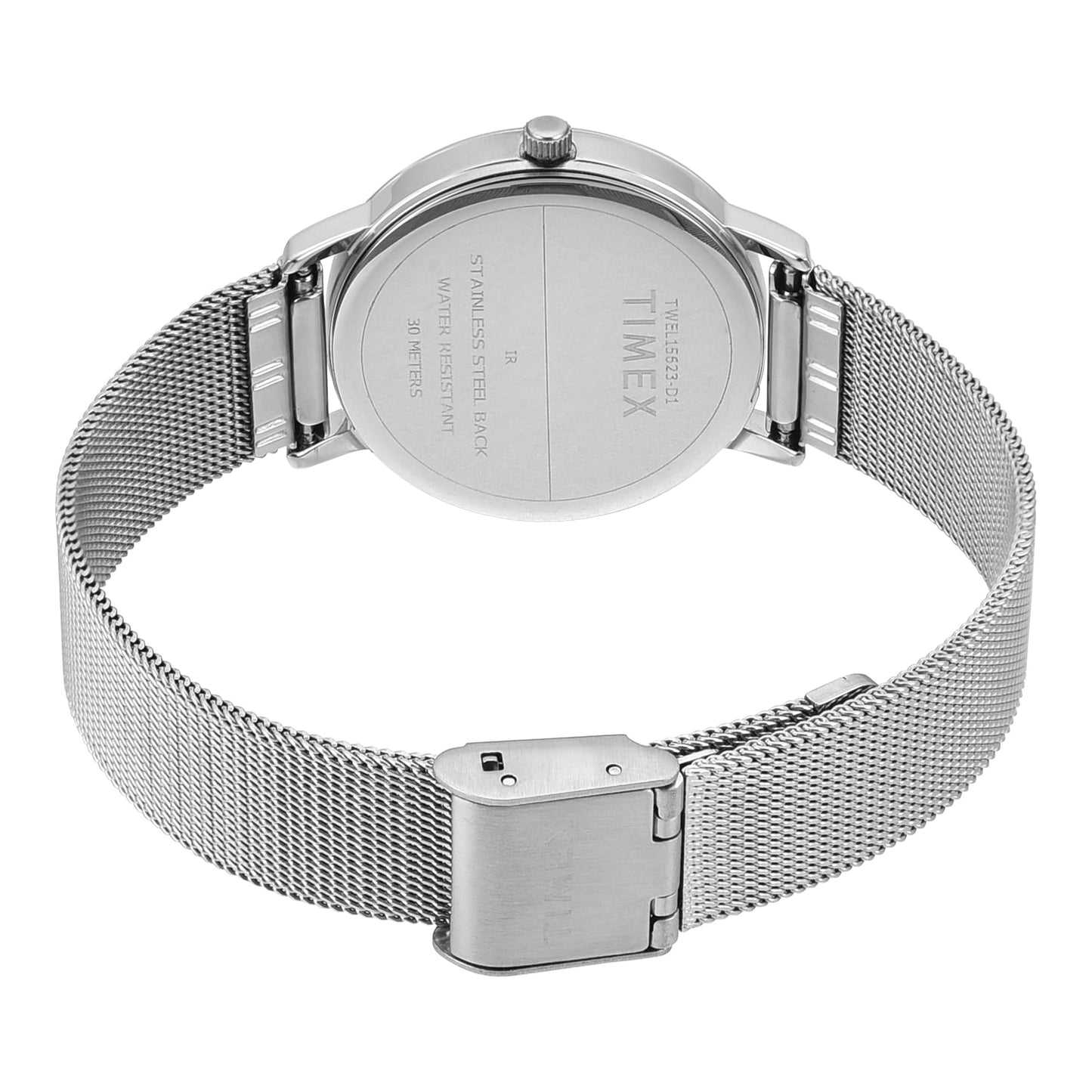 TIMEX Analog Watch for Women with Blue Round Dial & Silver Stainless Steel Bracelet Band Water Resistant Women's Wrist Watches - TWEL15623