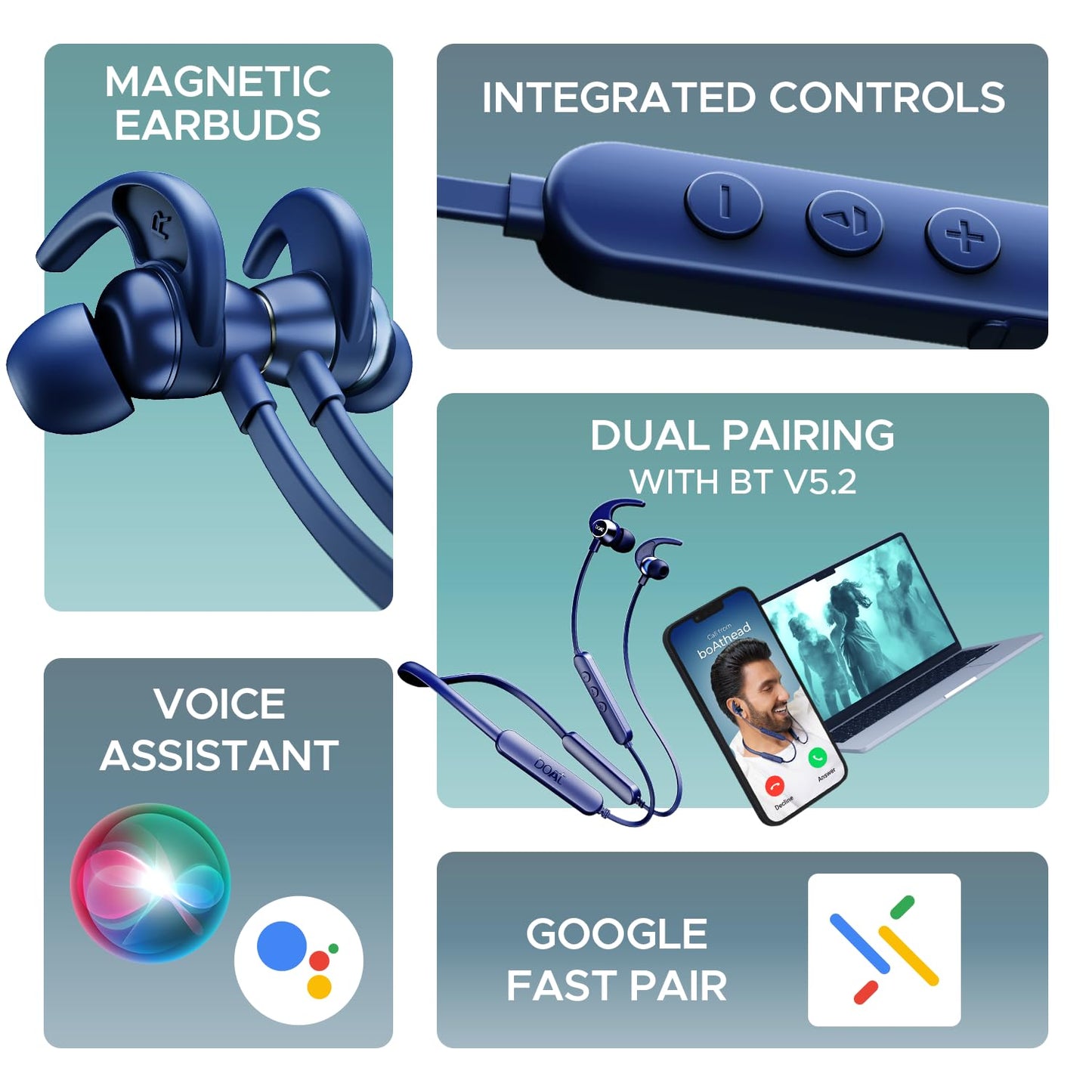 boAt Rockerz 255 Pro+, 60HRS Battery, Fast Charge, IPX7, Dual Pairing, Low Latency, Magnetic Earbuds, Bluetooth Neckband, Wireless with Mic Earphones (Navy Blue)