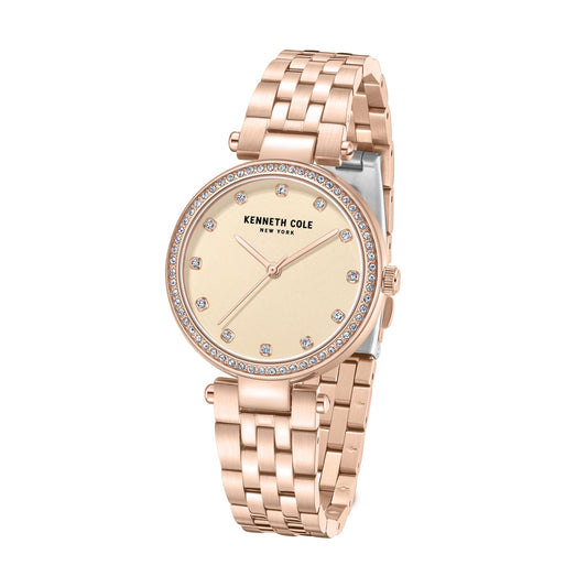 Kenneth Cole Quartz Analog Rose Gold Dial Stainless Steel Strap Watch for Women