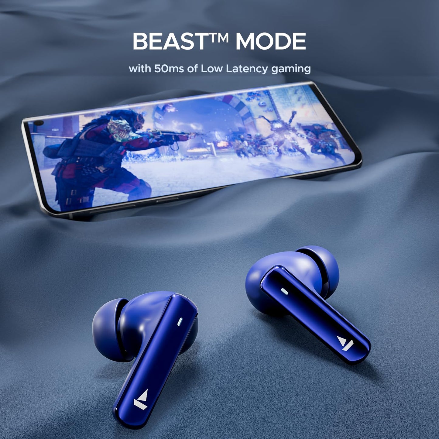 boAt Airdopes 121 Pro Plus, 100HRS Battery, 4Mics ENx, 50ms Low Latency, Fast Charge, LED Display, IPX5, v5.3 Bluetooth in Ear Earbuds, TWS Ear Buds Wireless Earphones with mic (Blue)