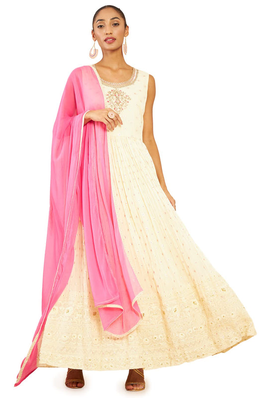 Soch Women Beige Georgette Gown