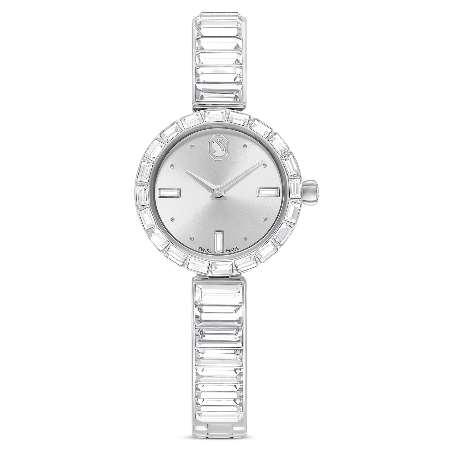 Swarovski Womens Sawrovski Matrix Bangle Analog Watch Swiss Made, Crystal Bracelet, Silver Tone, Stainless Steel 5677487