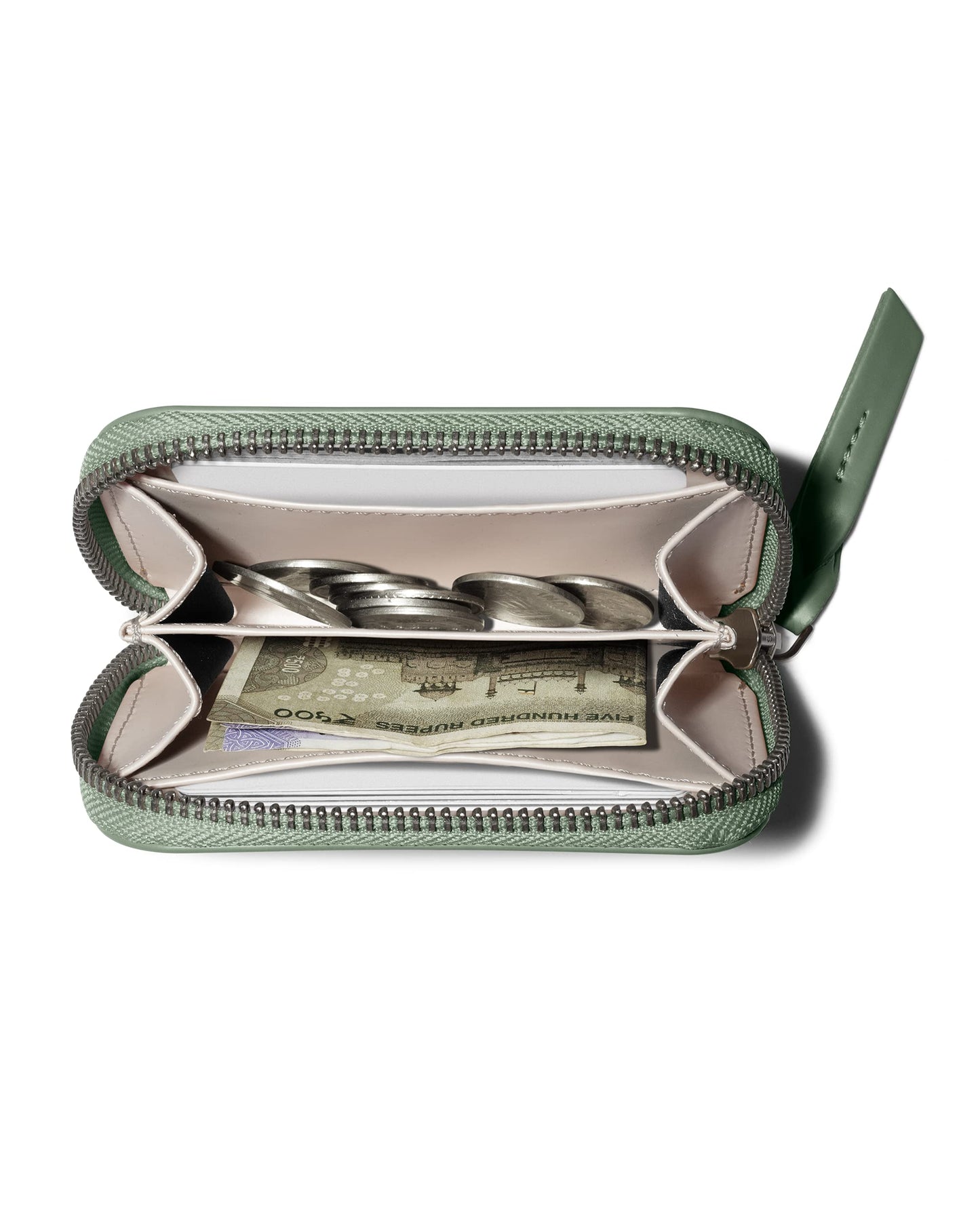DailyObjects Sap Green Zipper Slim Card & Coin Wallet | Made with Vegan Leather Material | Carefully Handcrafted | Coin Pocket