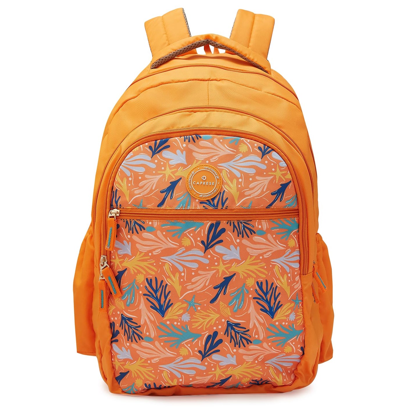 Caprese Xenia School Laptop Backpack | Backpack for Women | Orange (Large)