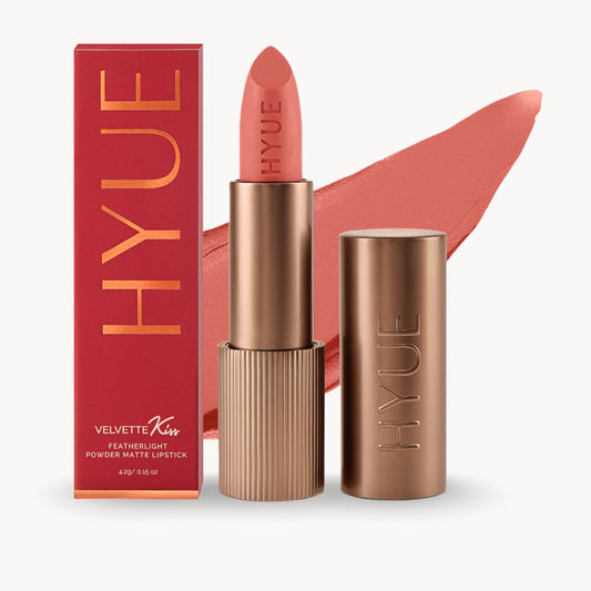 HYUE Velvet Kiss Matte Bullet Lipstick | Feather Light & Powder Matte Finish | Long-Wear Intense Color | With Jojoba, Almond & Gooseberry Extracts | Smudge-Proof, Travel-Friendly, Precision Tip | 12 Bold Shades