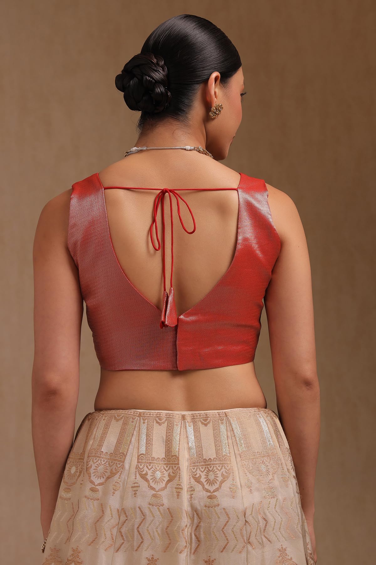 Soch Womens Red Tussar Chevron Print Padded Blouse