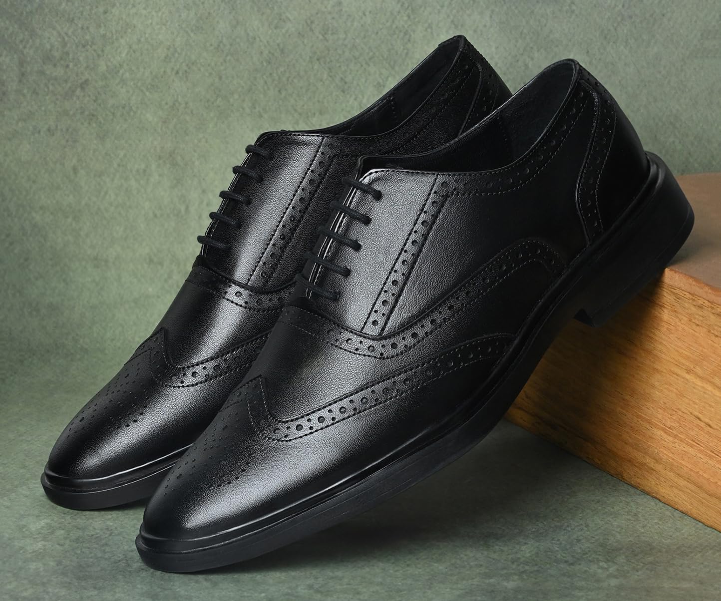 LOUIS STITCH Obsidian Black Lightweight Brogue Shoe | Formal Shoes for Men | LSFXBG | UK-9