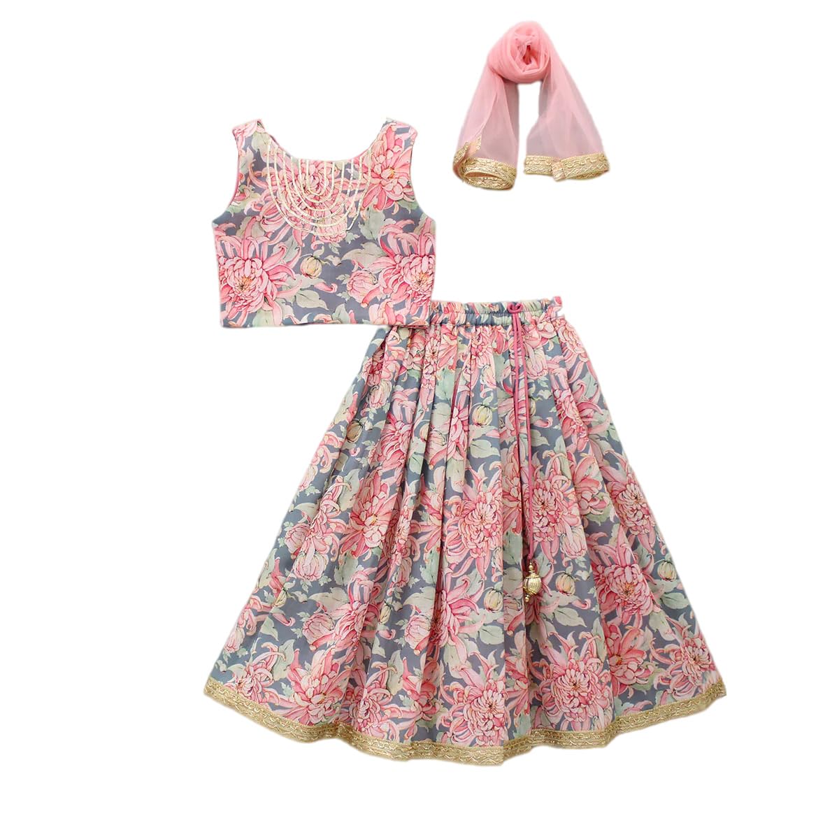GORLYA Rayon Girl's Readymade Lehenga Choli Set (Lc-Ar-1001_Multicolour_9 Years-10 Years)