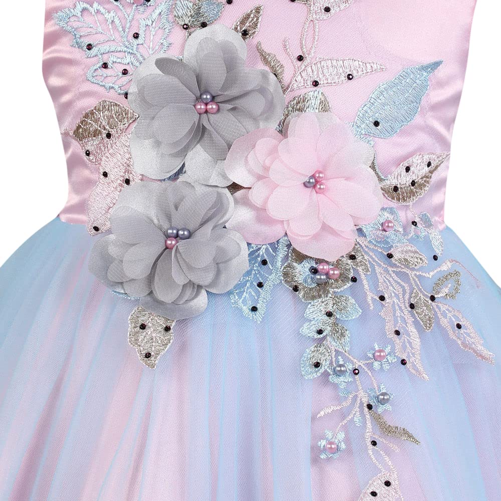 Hopscotch Girls Knee Length Party Fit And Flare Dresses Pink 6-7 Years (SRS-3135569)