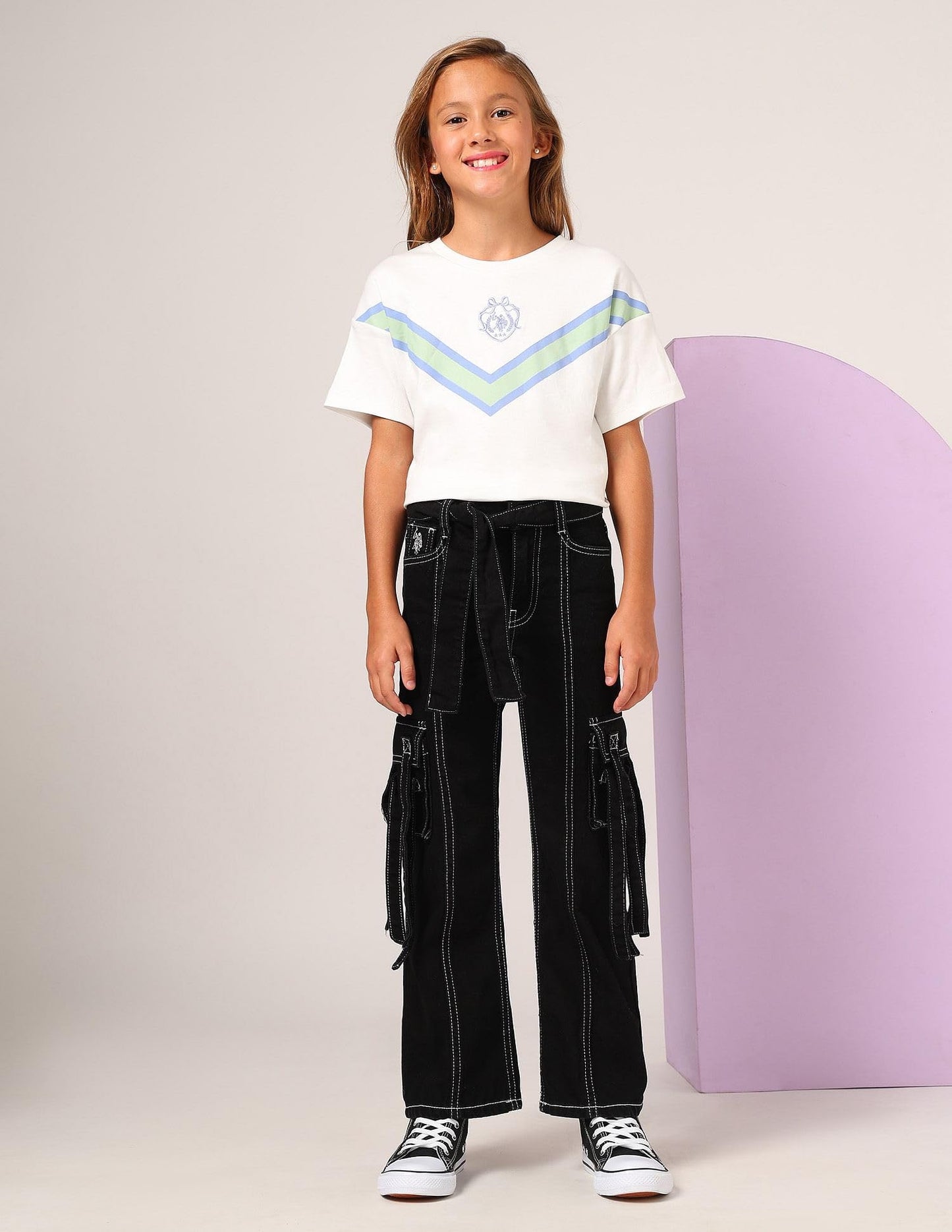U.S. POLO ASSN. Girls Mid Rise Bootcut Jeans (UGJEN0197_Black_9-10Y)