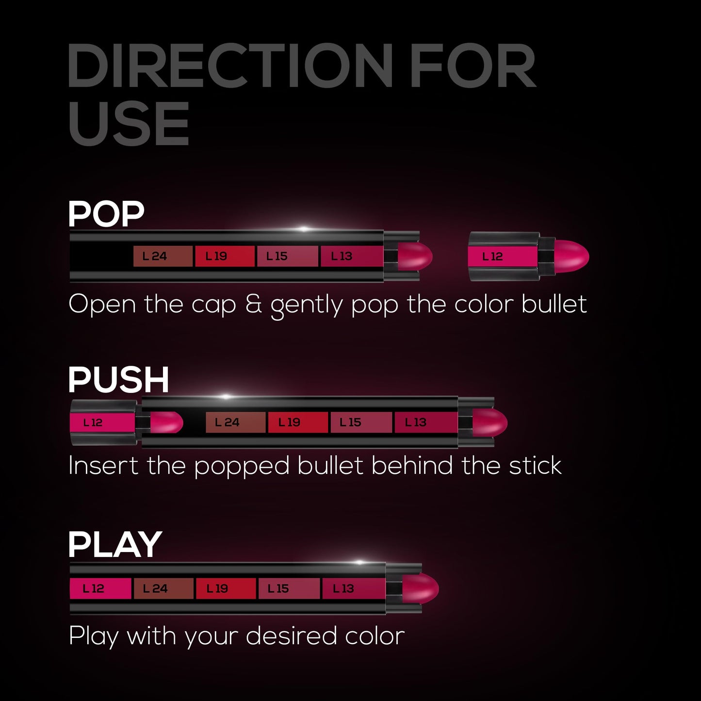 RENEE FAB 5 Glossy 5 in 1 Lipstick 7.5 Gm - Five Shades in One - Moisturizing & Nourishing, Long Lasting, Glossy Finish - Intense Color Payoff - Compact, Glides Smoothly with One-Stroke Application