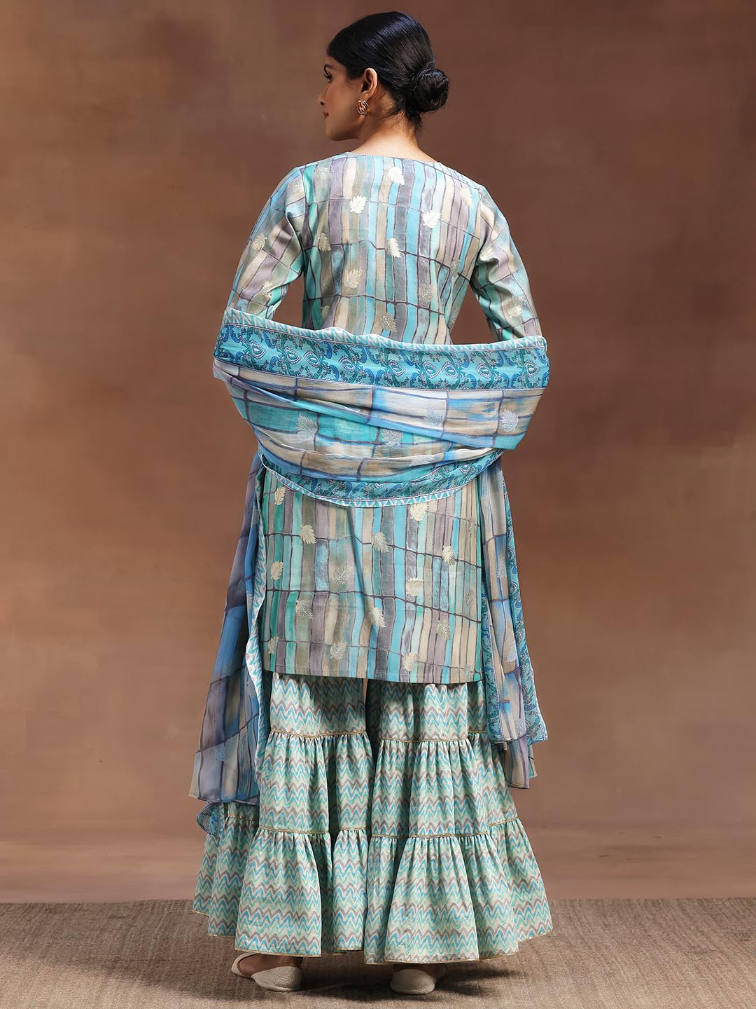 Libas Women's Silk Blend Kurta Set (36693O_Blue