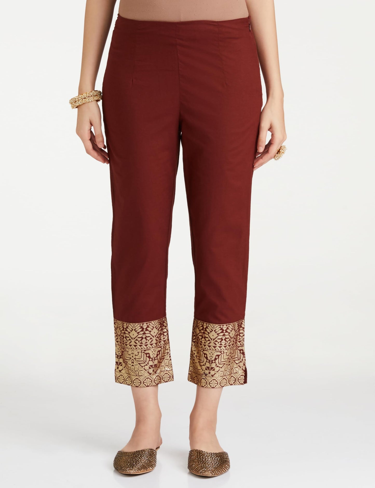 BIBA Cotton Women Printed Relaxed Salwar Kurta Dupatta (Skddurgotsa7566_Choco Brown_32)