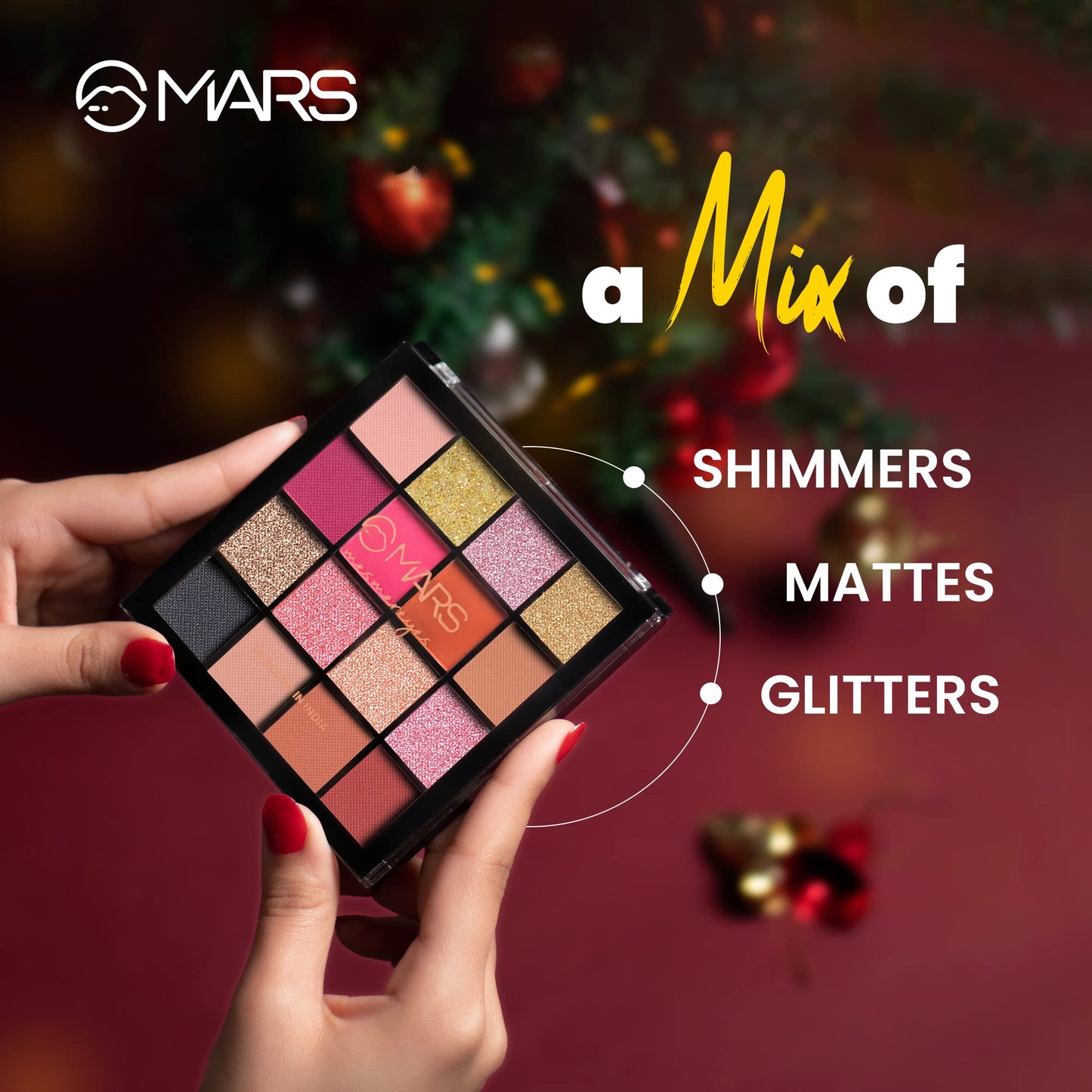 MARS Highly Pigmented Mesmereyes Smoky Eyes, 16-Color Eyeshadow Palette | Multicolor | Matte Finish | Shimmery Eye Shadow Palette | (20.8 G) (01-Multicolor)