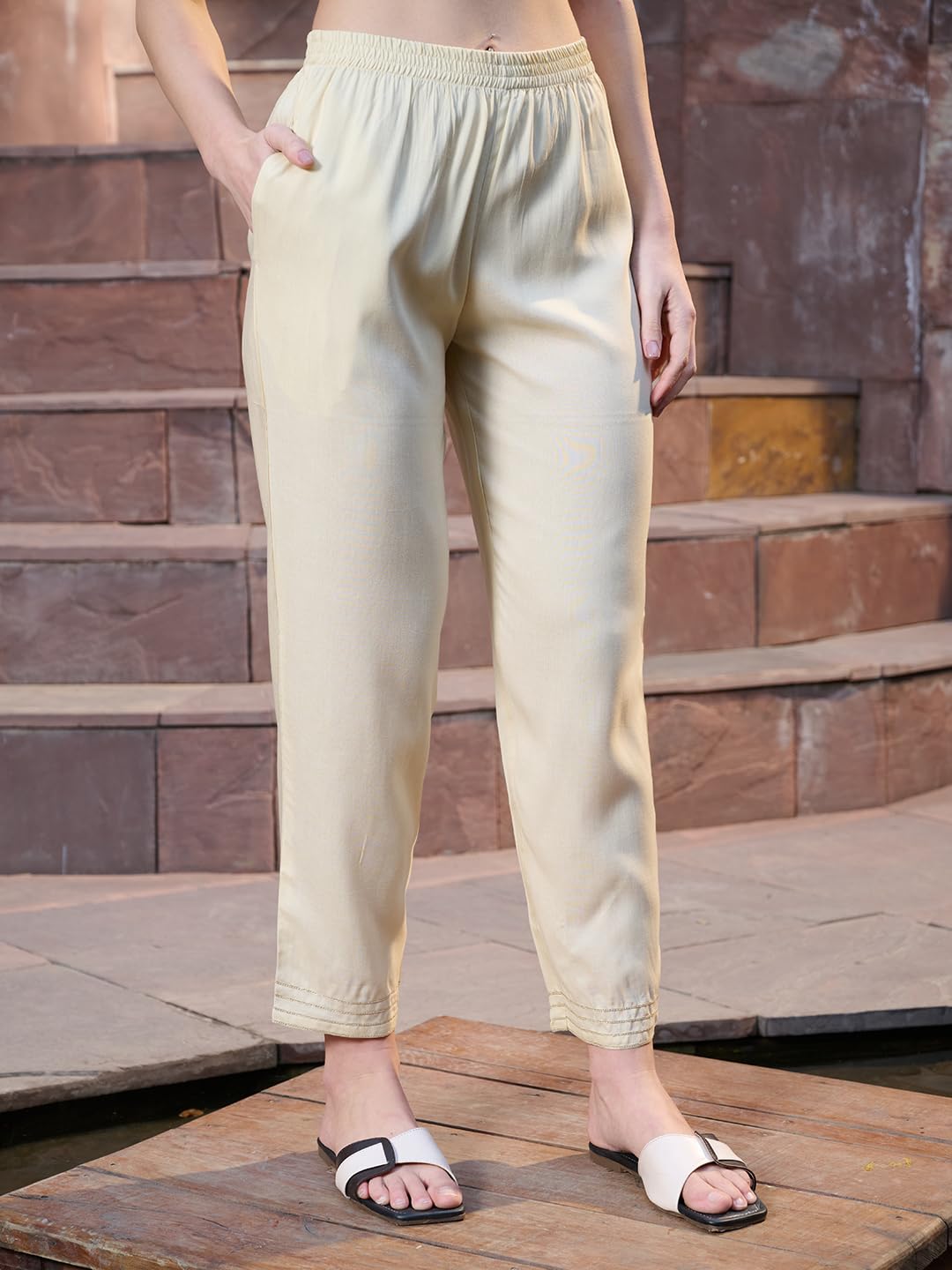 Stylum Women's Solid & Embroidered Rayon Anarkali Kurta Pant Dupatta Set