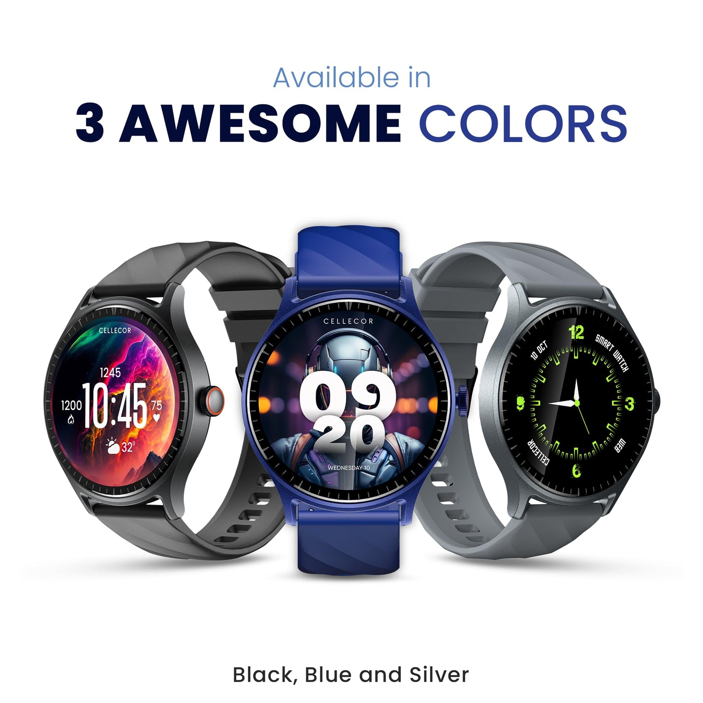 (Refurbished) CELLECOR M3 Air 1.52”Curved IPS HD Display Smart Watch, Bluetooth Calling, Unlimited Watch Faces, 120+ Sports Modes, Health Suite, IP68 Rating (Grey)