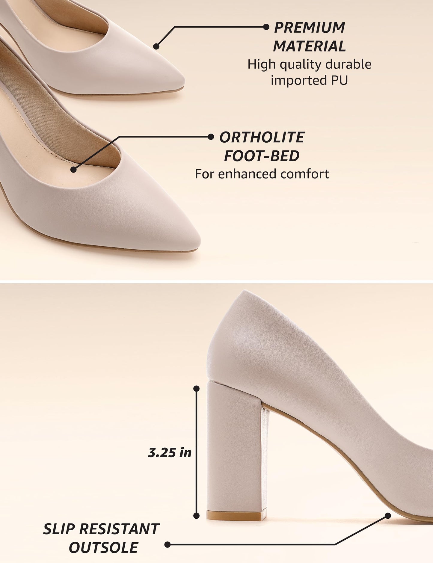 Symbol Premium Women's Block Heel Fawn Pumps_7 UK (AZ-SPW-FTW-PU03)