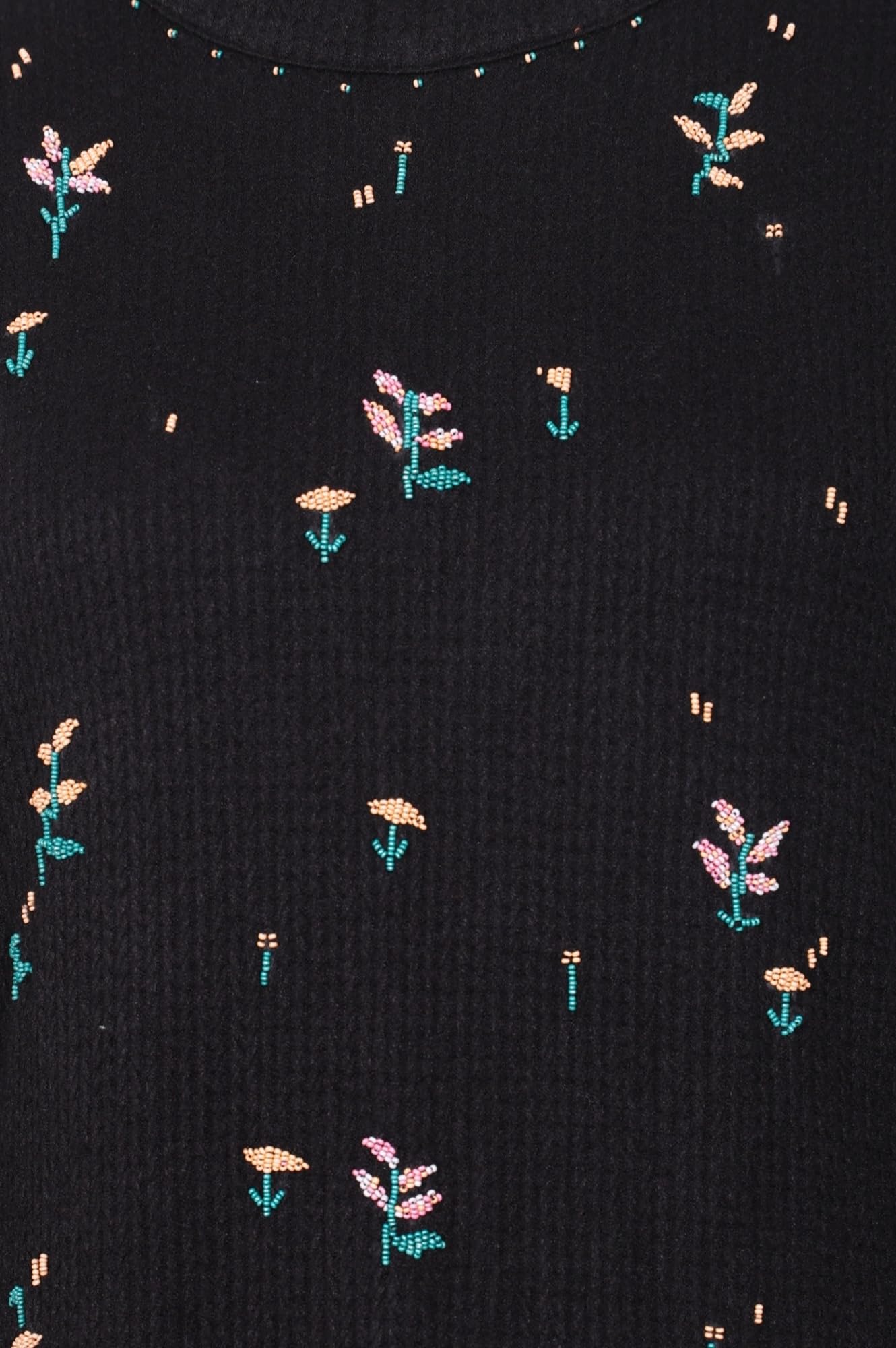W for Woman Black Yarn Dyed Embroidered Rayon Blend A-line Winter Dress - (W13321-224580-XL)