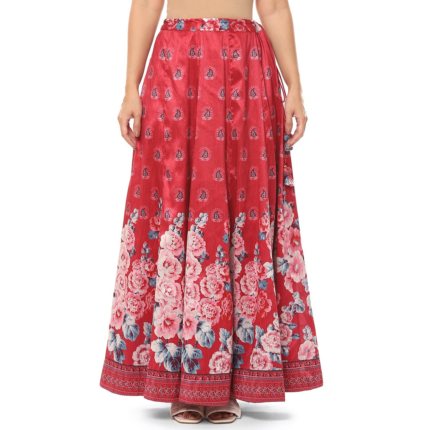 BIBA Women Printed Flared Mix and Match(MNMSKIRTS/T18383_RED_S)